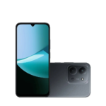 Celular Xiaomi Redmi 15C preto com tela frontal e traseira