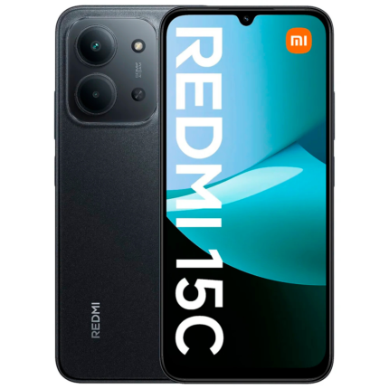 Celular Xiaomi Redmi 15C preto nas versões 4GB 128GB, 4GB 256GB e 8GB 256GB