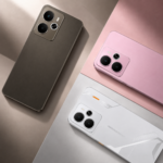 Smartphone realme 14 5G NFC nas cores rosa, titanium e cinza silver