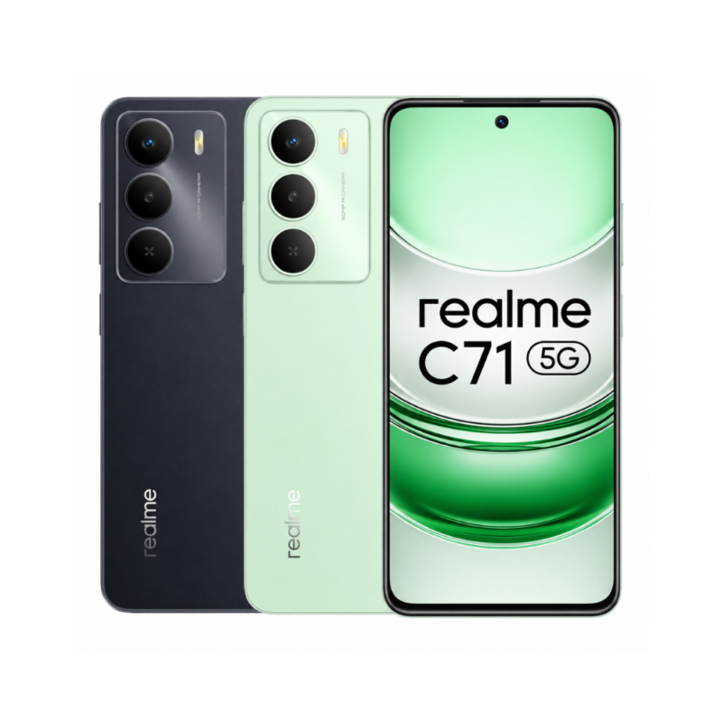 Smartphone Realme C71 5G NFC visão frontal e traseira