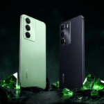 Smartphone Realme C71 5G nas cores verde e preto