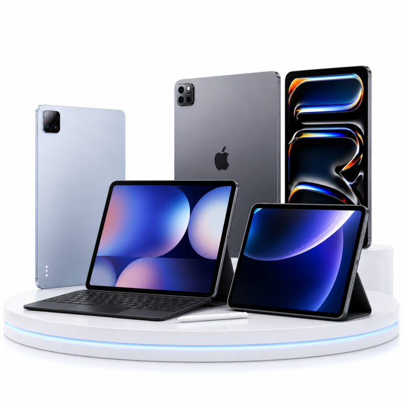 Tablets premium de marcas como Apple, Samsung e Xiaomi