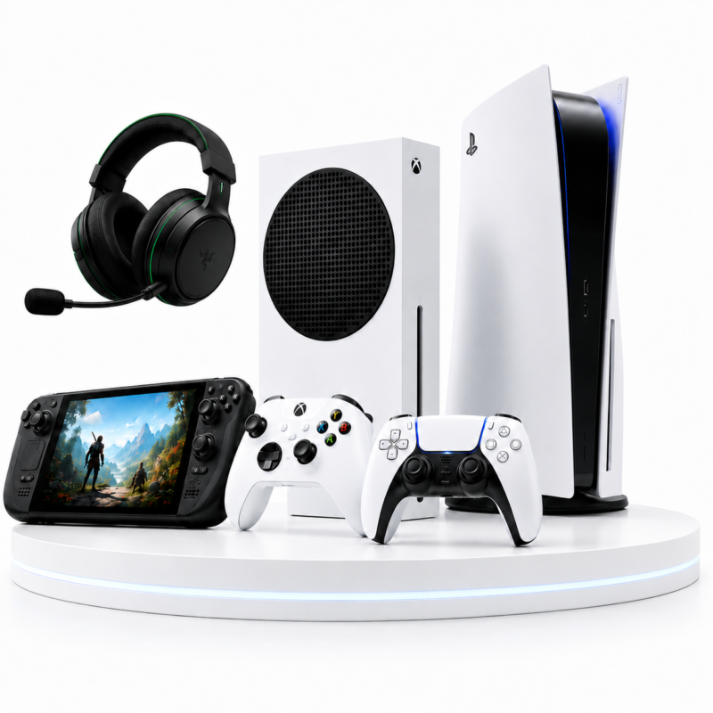 Games, Jogos e consoles de marcas como PlayStation, Xbox, Nintendo, controles, headset gamer e acessórios