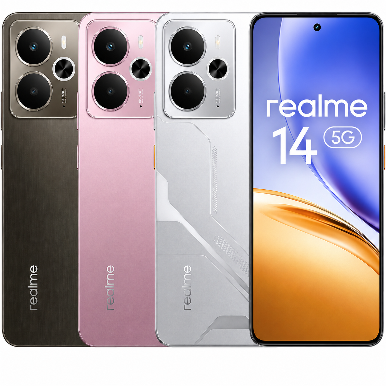 Smartphone realme 14 5G NFC Smartphone realme 14 5G NFC com opções de cores