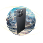Smartphone Realme Note 70 preto com design resistente e moderno